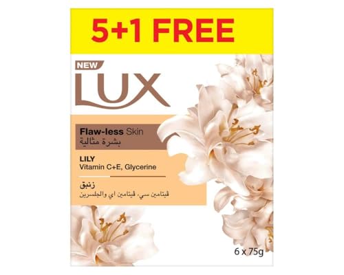 LUX Bar Soap for flaw-less skin Lily with Vitamin C E and Glycerine 75g x 6