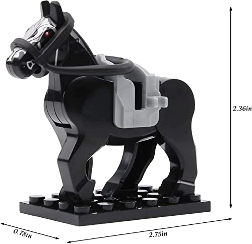 Feleph Black War Horses Set 10Pcs Animals Building Block Toys Ranch Farm Medieval Knight Accessories Compatible With Major Brands #TOP2