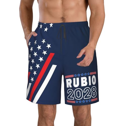 FKHARRIS Rubio 2028 Rubio for President 2028 Men's Swim Trunks with Mesh Lining Quick Dry Bathing Suit Swimwear Board Shorts