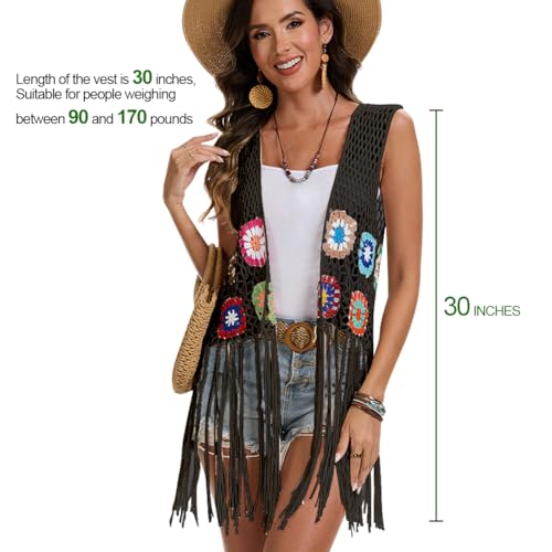 Women Tassels Crochet Hollow Out Vest Sleeveless Fringe Boho Handmade Cardigan Beachwear2