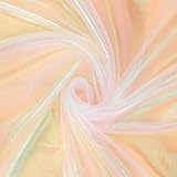 White Organza Fabric, Magic Rainbow Laser Gradient Organza Fabric, Iridescent Holographic Gauze Fabrics, Soft Sheer Silky Tulle Fabrics for Wedding Dress and Bridal Decorations (1 Yard, 59 Inch Wide)