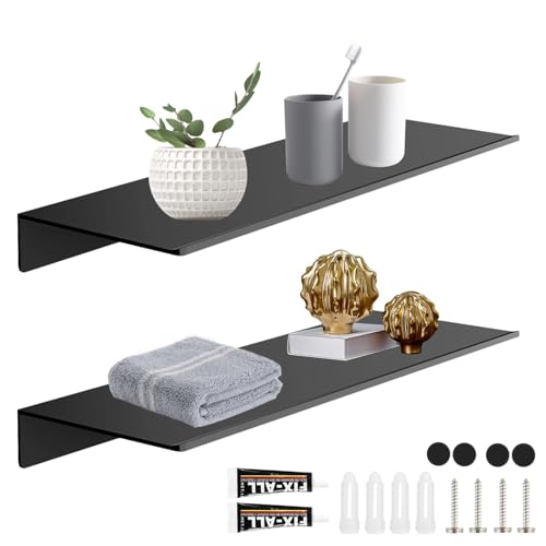 【Fornitura】: riceverai 2 mensole nere con 4 viti, 4 tubi di espansione e 2 adesivi senza chiodi. Dimensioni della mensola a muro: 30 x 11,5 x 4 cm/11,81 x 4,52 x 1,57 pollici (L x P x A), offre spazio sufficiente per posizionare gli oggetti.