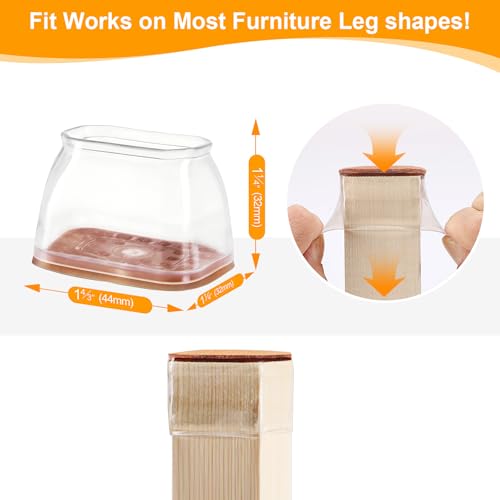 CHUNZEXI 36 Pack Rectangle Chair Leg Floor Protectors for Hardwood Floors, Silicone Felt Covers Pads Caps, Protect Wood Furniture Feet Floors Noise Reduce and Scratch (Rectangle Small) by CHUNZEXI - Image 3