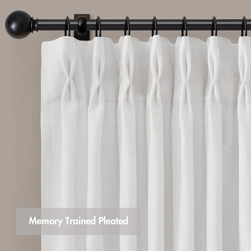 Madison Park Pinch Pleated Window Curtains, Soft Light Filtering Window Panel for Living Room Bedroom, Poly-Linen Blend Pinch Pleat Drapes with Hooks, 2 Pieces– 40”W x 102”L Emery White by Madison Park - Image 5