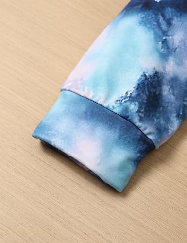 Image of Girls Clothes Tie Dye Sweatsuit Long Sleeve Sweatshirt Tops and Flare Pants 2PCS Girls Fall Clothes