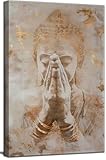 Gold Buddha Canvas Wall Art Abstract Buddhism Worship Painting Decor Pictures Zen Spiritual Meditation Posters Prints for Meditation Room Living Room Modern Spiritual Yoga Spa Bedroom Decoration