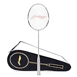 Li-Ning G-Force X5 Raquette de badminton en fibre de carbone avec couverture complète gratuite (82 g, 12,7 kg) (Blanc : rouge)