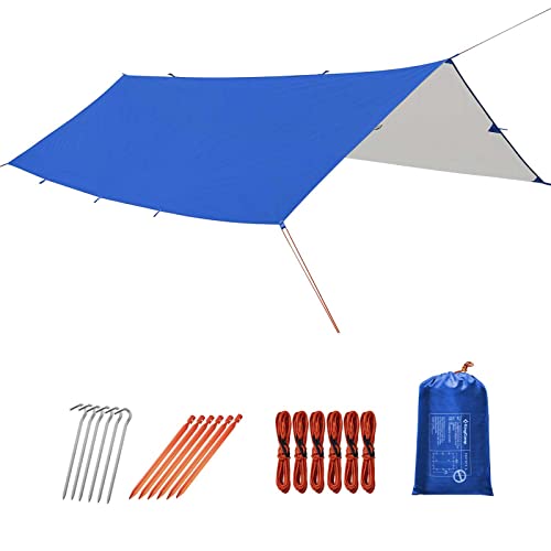 KingCamp Camping Tarp, Oversize Waterproof Tarp with Silver Coating UPF50+ UV Protection for Camping Hiking Traveling