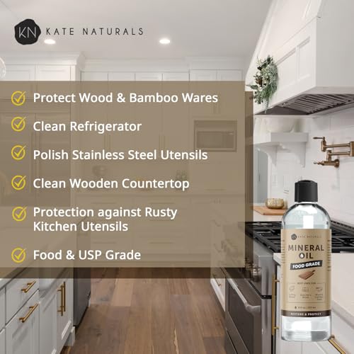 kate naturals mineral oil for wood cutting board butcher block and knife food grade mineral oil for wooden cutting board amp utensils 8oz food safe