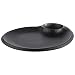 Produktbild APS 85075 Melaminteller NEROmit integriertem Dipschälchen, Servierteller für vielerei Speisen, 30,0 x 25,0 x 2,5 cm
