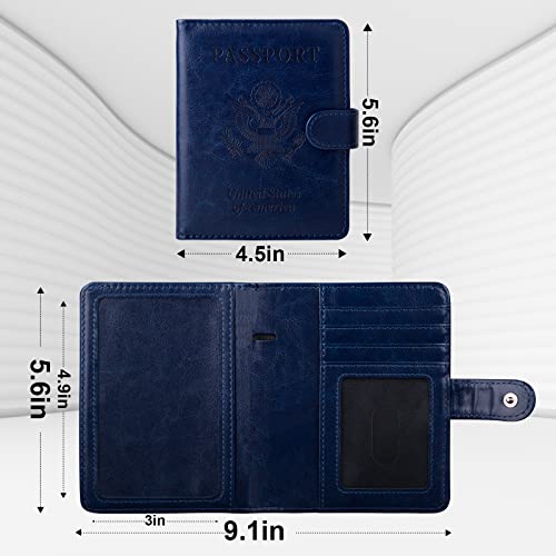 Goaus Passport Holder With Money Pocket And Card Slots, Men Women Passport Wallet, Rfid Blocking Passport Cover, Passport Book Case Dark Blue #TOP4
