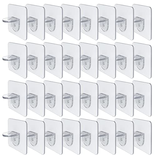 32 Pièces Chevilles De Support Etagere Autocollant,Crochet Adhesif Mural,Adhésives De Support D'Étagère Pour Cuisine, Livres, Cuisine,Salle De Bain Cover
