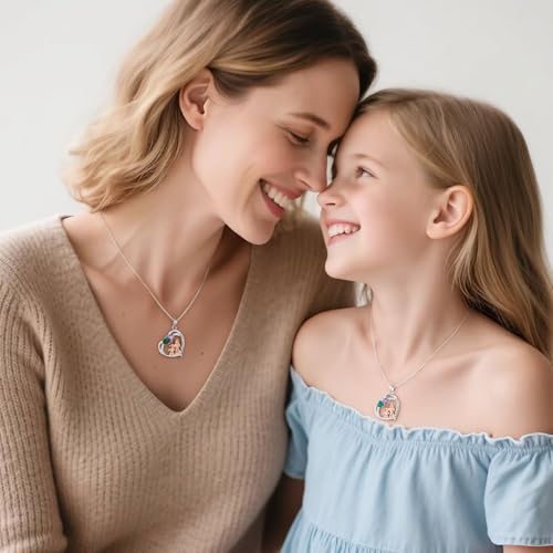 Iefil Gifts for Mom - 925 Sterling Silver Birthstone Necklace for Women, Mother Daughter Necklace, Mothers Day Christmas Birthday Gifts for New/Bonus Mom/Daughter2