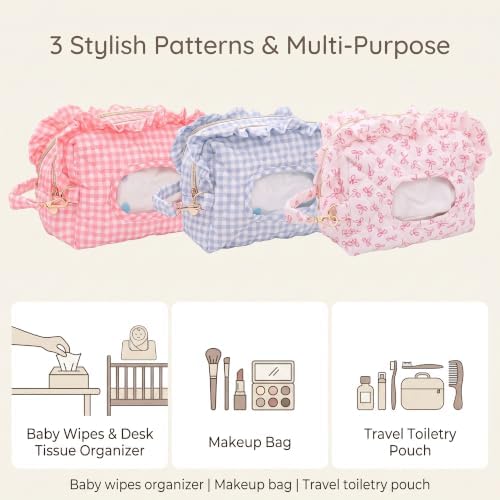 Double-Layer Wipes Holder, Small Hanging Diaper Bag (Pink Bow) — view 7