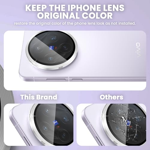 Image of FIRST MART Silver Camera Ring Guard Protector for Vivo X200T | Tempered Glass with Metal Alloy Rings, HD Clear, Scratch Resistant, Case-Friendly | Pack of 1