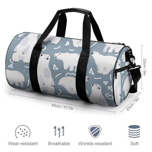 Sac de gym ours polaire blanc duffel bag randonnée voyage 45cm - 2