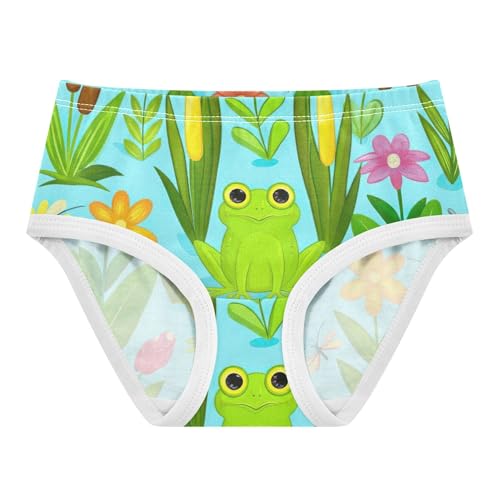 Cotton Toddler Girls Underwear Cute Green Frog Flowers Girl Panties Cute Funny Kids Undies Briefs 2t