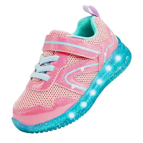AMZZPIK Light Up Shoes for Boys Girls Toddler LED Flashing Sneakers Breathable Sport Walking Shoes for Kids