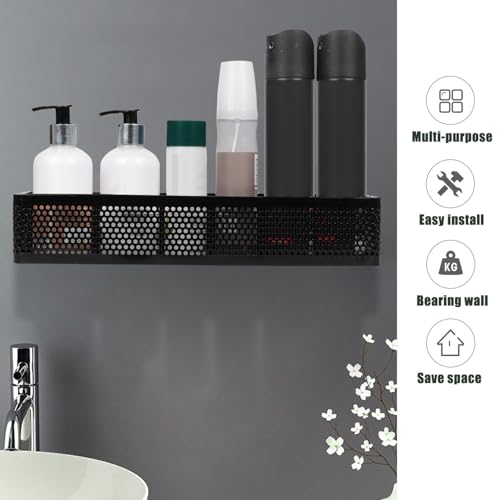 Image of SHIOK DECOR Long Metal Floating Wall Shelf Rack,for Decoration of Wall Living Room, Bedroom & Kitchen,Rack for Showpieces,Planter & Organizing Display Decorative Items Black.