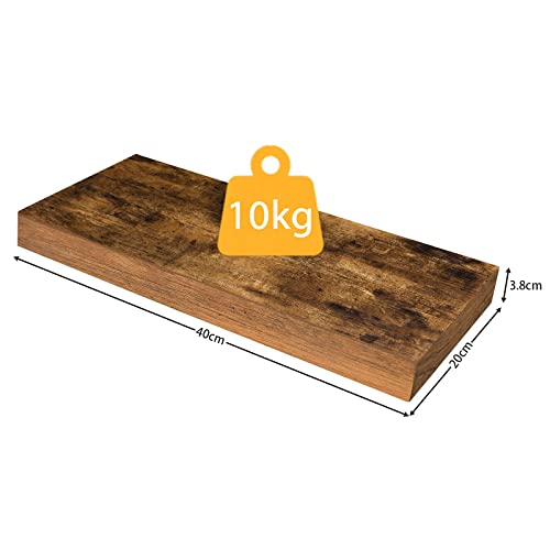 Miniatura 3 de Hoobro Estanterías De Pared, Juego De 2 Estantes De Pared De 40cm, Estante Flotante, Balda Flotante Con Fijación Invisible, Decoración, Para Salón, Dormitorio, Aseo, Oficina, Marrón Vintage Ebf40bj01