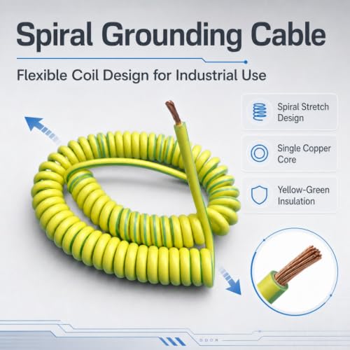Cable de tierra de cobre retráctil amarillo-verde con núcleo único 2