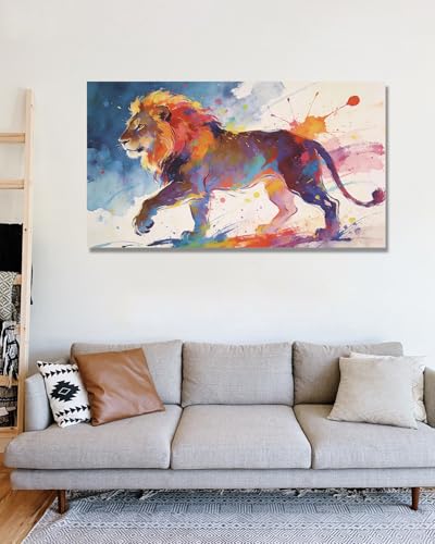 Tableau lion abstrait moderne pour réveiller un mur blanc triste, 30x54cm - 2