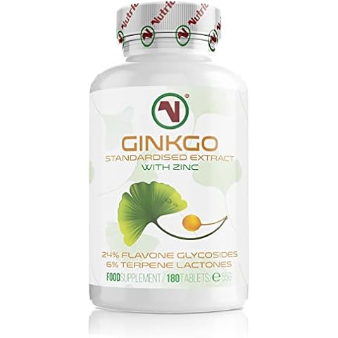 Launch Offer - Nutriodol Ginkgo Biloba Leaf Extract | Small, Easy to Swallow Tablets | Zinc for Cognitive Functions | 24% Flavones 6% Lactones | Suitable for Vegans (180 x Ginkgo Biloba Tablets) Cover