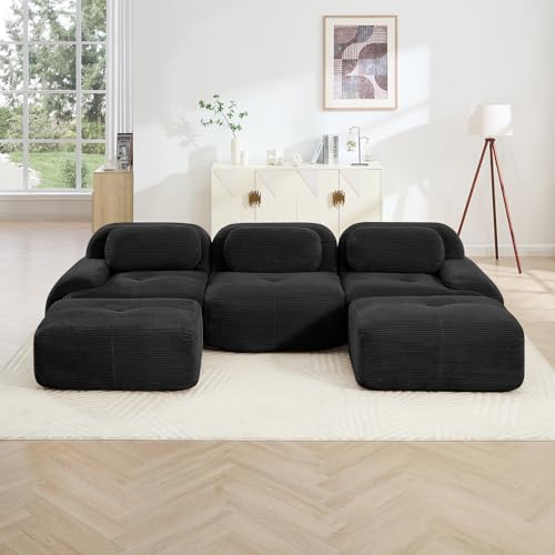 Image of Corduroy Modular Sectional Sofa, Oversized Cloud Couches for Living Room