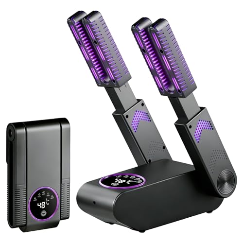 MiracDan Electric Shoe Dryer and Boot Dryer,Intelligent 55°C Fast Shoe Warmers,Portable Adjustable Rack and 4-Timer,Trainer Dryer for Football Boots, Ski Boots, Gloves, Hats, Socks, Flame Retardant