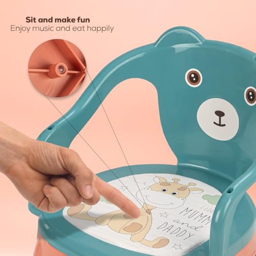 Image of Baybee Plastic Baby Chair for Study Table with Cushion Seat, High Backrest & Booster Support for Toddlers 1 to 4 Years (Green)