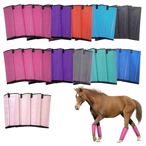 VirgoCCY Set of 44 Loose Fitting Horse Fly Boots, Breathable Mesh Boots Protective Horse Leg Wraps, Horses Leggings for Preventing Flies and Mosquitoes Bites-Reduces Leg Fatigue (9-Colors)