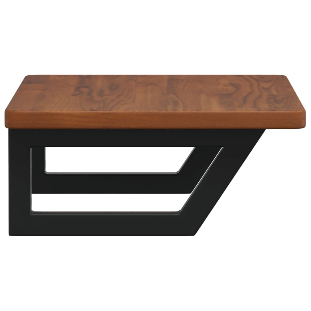 Blat umywalki z litego drewna dębowego ze stalowym uchwytem, 60 x 40 x 2,5 cm, trapezowy, obciążenie do 100 kg, zajmuje mało miejsca do łazienki, umywalki, szafki łazienkowej, półki, miejsca