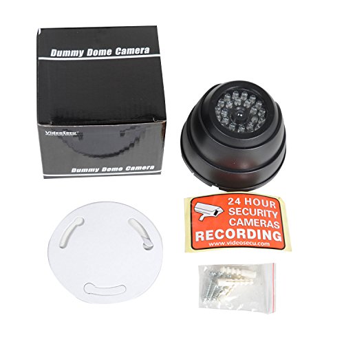 Videosecu 4 Pack Dome Dummy Fake Infrared Ir Cctv Surveillance Security Cameras Imitation Simulated Blinking Led With Security Warning Stickers C4B #TOP4