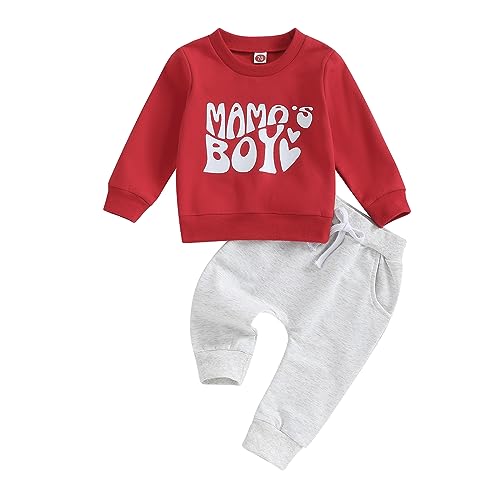 Image of Kupretty Toddler Baby Boy Fall Winter Clothes Color Block Long Sleeve Sweatshirt Pullover Tops + Joggers Pants Outfit Set
