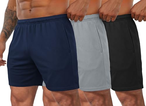 COOFANDY Men's 3 Pack Athletic Performance Shorts Quick Dry Gym Workout Active Mesh Shorts with Pockets