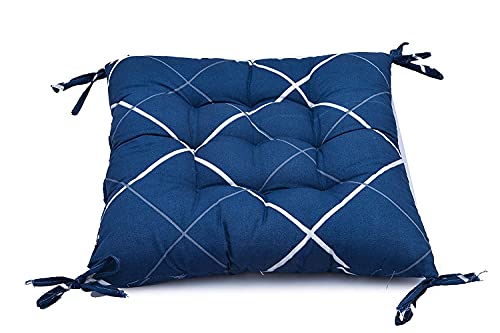 Image of COZY FURNISH Microfiber Cotton Chair Pads with Four Corner Ties 16x16(Inches) 41X41(CM) Square, Pack of 2 | Extra-Comfortable & Soft Seat Cushions | Ergonomic Pillows (White;Yellow)