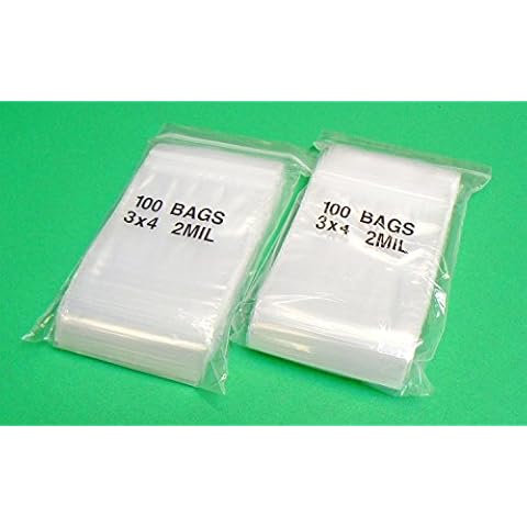 200 Clear Reclosable Zipper Bag (3'' x 4'') - 2 Mil Thick, by Amamax Cover