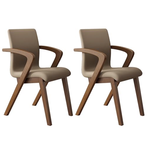 Sillas de Comedor de Cuero sintética de 2, sillas de Cocina tapizadas sin Brazos, Moderna Silla de Comedor con Respaldo Curvo