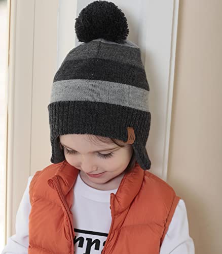 Image of Boys Winter Hat Baby Beanies with Earflap Upgrade Fleece-Lined Skiing Toddler Hat