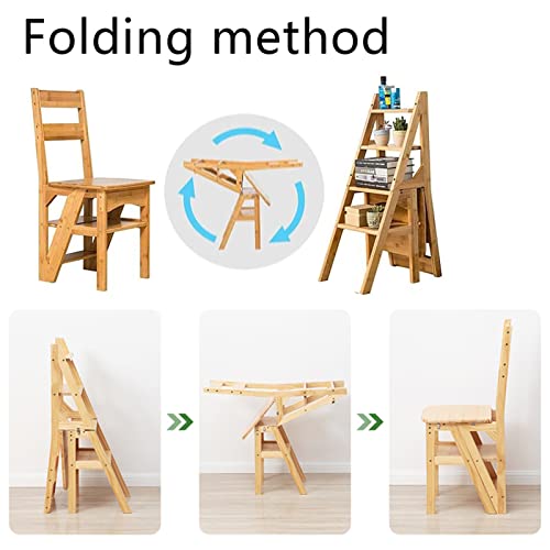 Expositor de doble uso de madera y taburete plegable de 4 peldaños 5