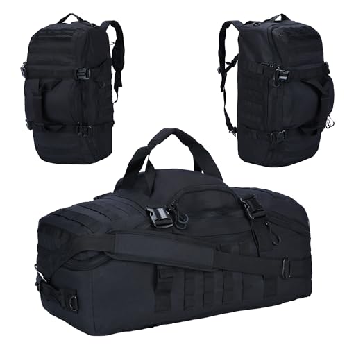 PAIWPHLI Bolsa de ginástica, mochila de viagem, bolsa de viagem com bolsa noturna de fim de semana para acampamento, caça, Preto, 60L, Bolsa esportiva
