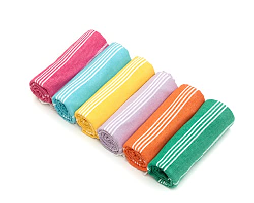 Havluland Set Of 6 Turkish Bath Towels 100% Turkish Cotton Beach Towel Oversized 71X39 Absorbent Turkish Towel Quick-Dry Beach Towels Sandproof Beach Blanket Travel Towels #TOP7