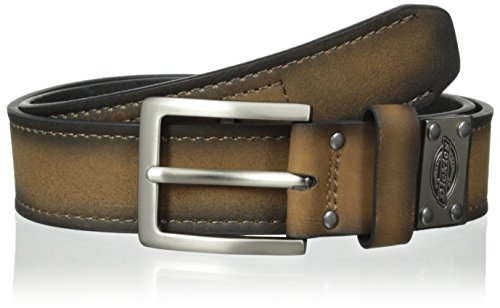 Dickies Men's Leather Classic Casual Belt with Plaque, Brown Two, 44 (Waist: 42)
