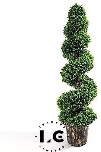 Artificial Boxwood Spiral Topiary Trees for Indoor Outdoor Decor, UV Stable Outdoor Use Height (1spiral90cm)