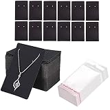 200 Pièces Cartes d'Affichage de Boucle d'Oreille, Carte d'Affichage de Bijoux, Étiquette de Papier Kraft de Collier, Carte de Papier de Boucle d'Oreille Bricolage, 7x11 Cm, avec 200 Sac Ziplock, Noir