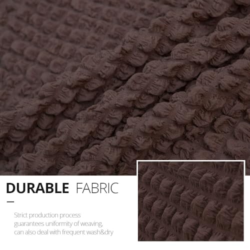NICEEC Sofa Slipcover Brown Sofa Cover 1 Piece Easy Fitted Sofa Couch Cover Universal High Stretch Durable Furniture Protector with Skirt Country Style (3 Seater Chocolate Brown) - Image 6