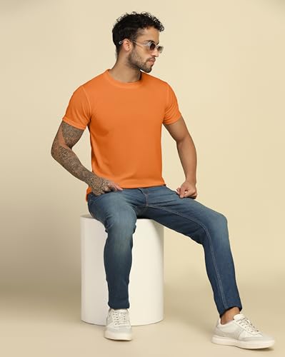 Image of VastraVibes Cotton Regular Fit T-Shirt Round Neck Casual Mens Plain Tshirt