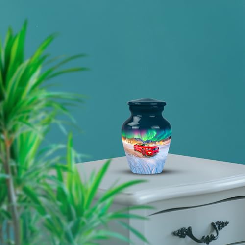 Image of Car Urn - Funeral Ash Urn Mini - 3 Inch - Pack of 4 - Cremation Urns Human Remains - Burial Decorative for Mom & Dad - Little Urns for Adult Ashes