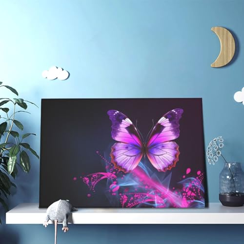 Toile papillon rose pour raviver un mur blanc vide sans travaux - 5