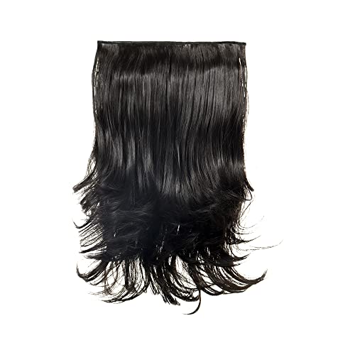 Image of KIS Synthetic Wavy Hair Extensions with 4 Clip-in for Women, Dark Brown | 15 Inches, Natural, Soft Heat Resistant Hair, Thick Washable Reusable, Artificial Hair Clip on Extension for Bridal, Wedding
